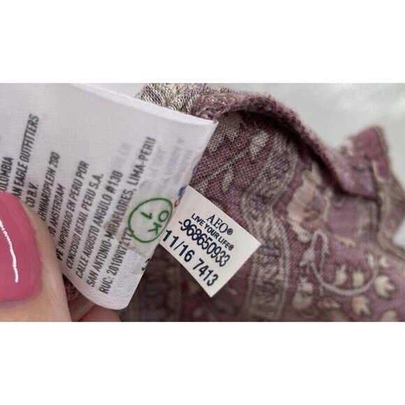 American Eagle Floral Mixed Print Boho Peasant Flowy Blouse Sz S Hippie, Relaxed - Picture 8 of 12